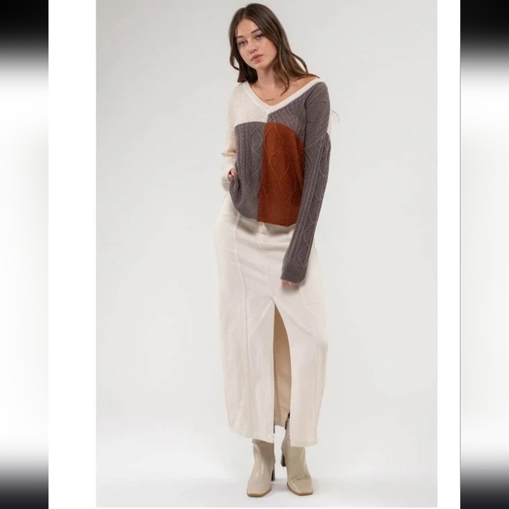NWOT E & M Color Block Lightweight Sweater Size L